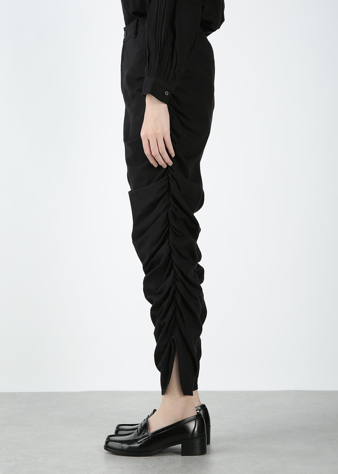 Yui Side Shirring Pants 150tw Khadi