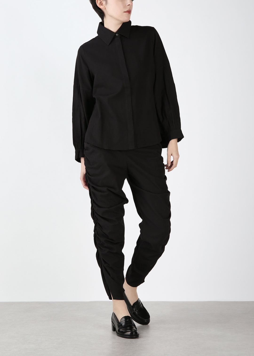 Yui Side Shirring Pants 150tw Khadi