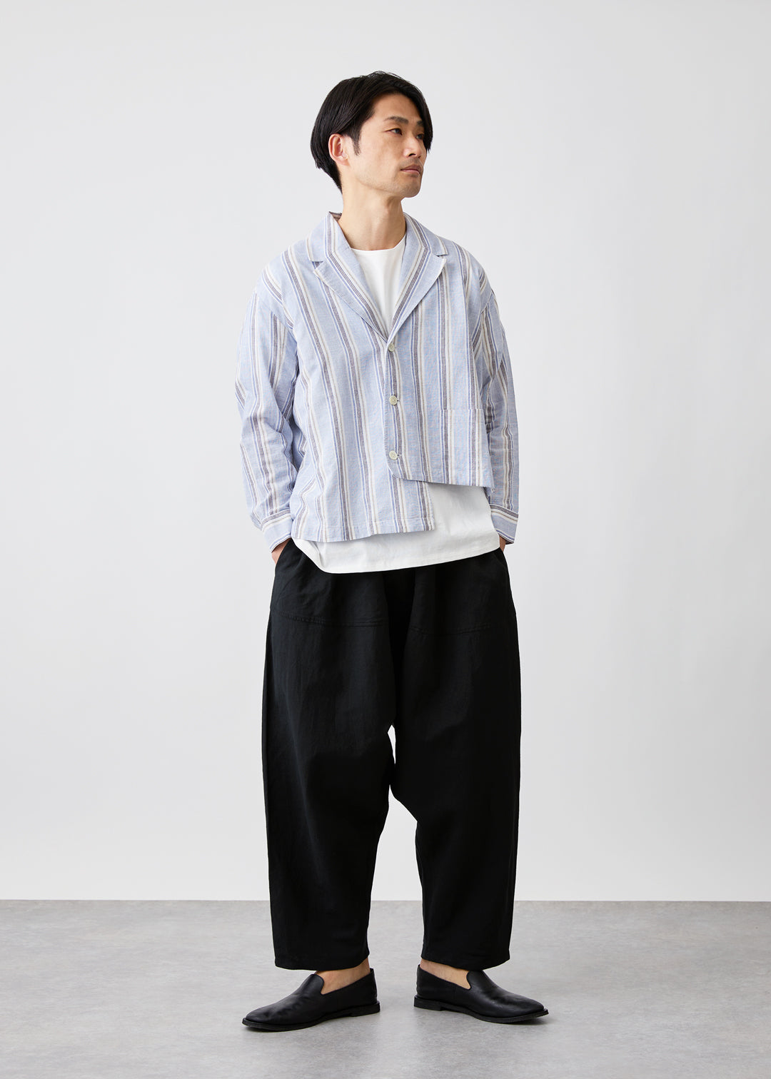 Asymme Jacket 56s stripe Khadi