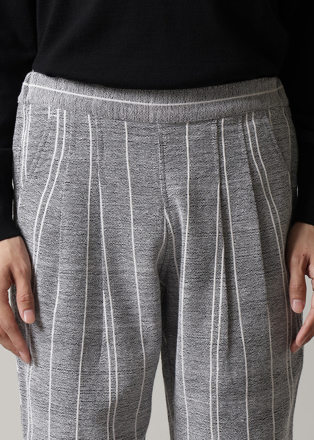 Kaname Gathered Pants Thick Stripe