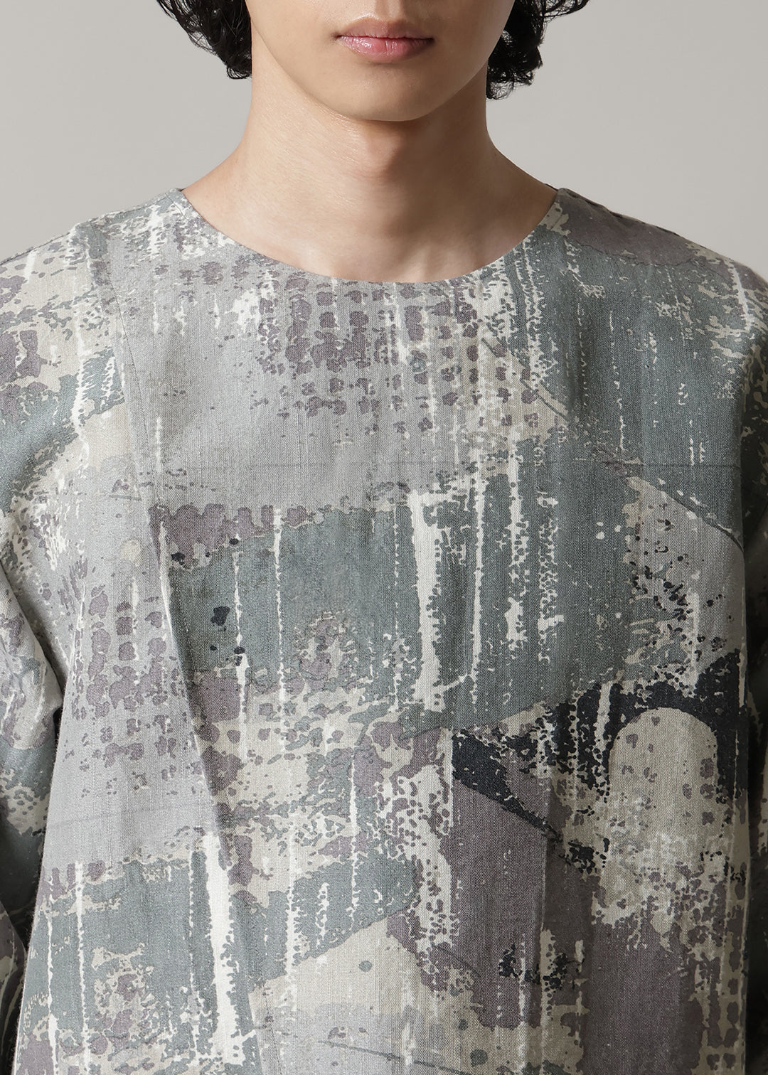 Asymme Layered Pullover Printed W/K