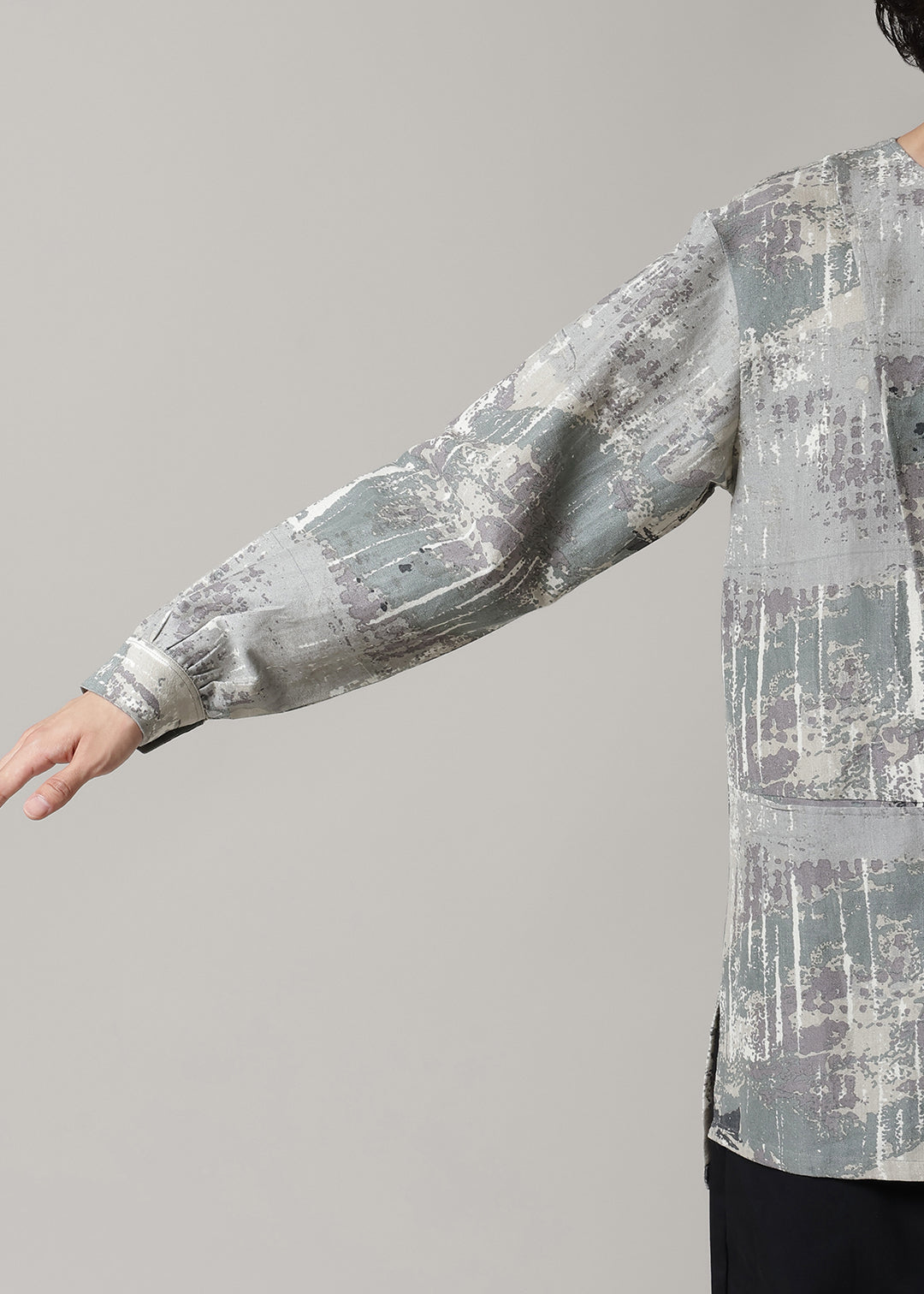 Asymme Layered Pullover Printed W/K
