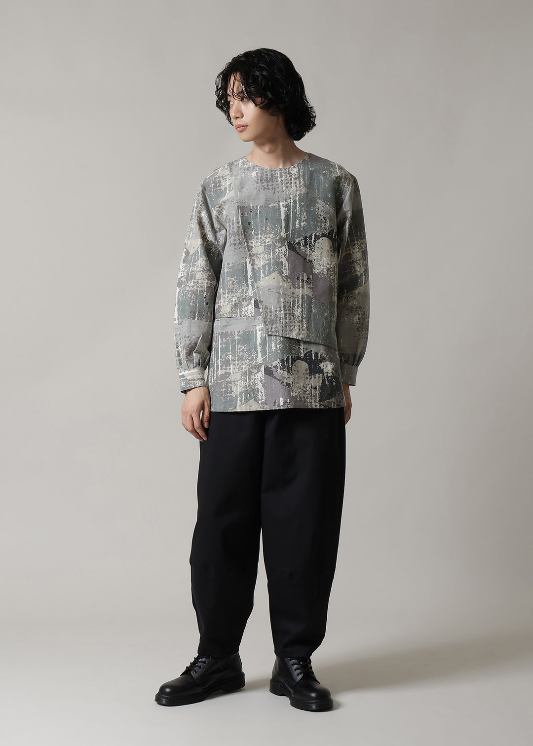 Asymme Layered Pullover Printed W/K