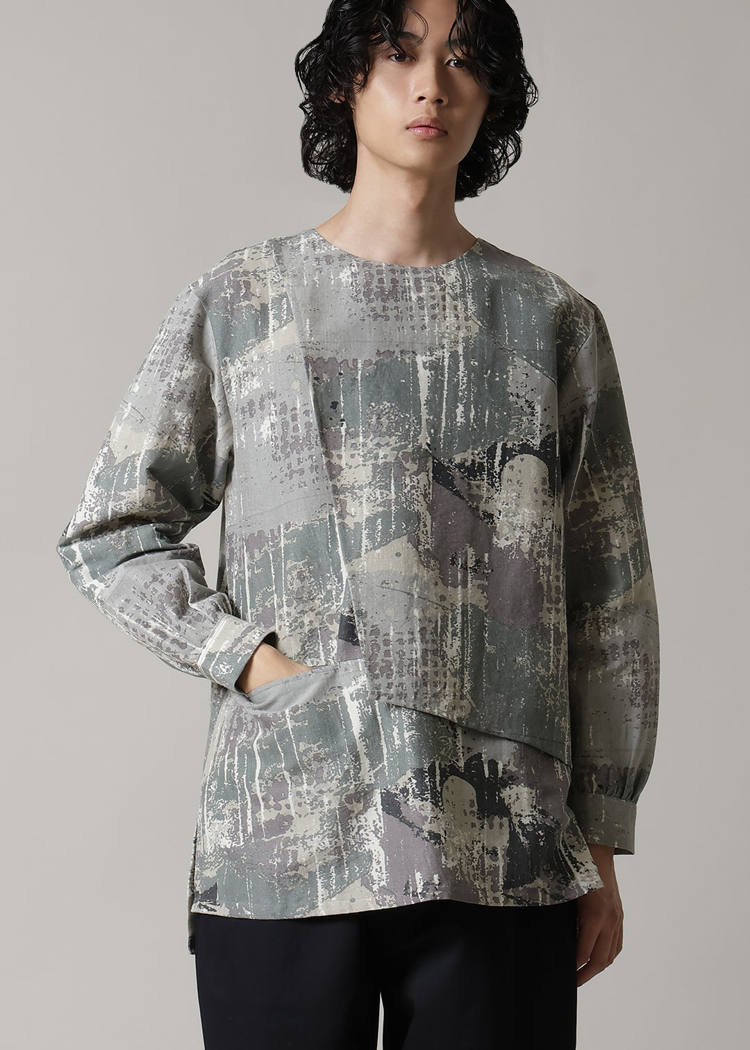 Asymme Layered Pullover Printed W/K