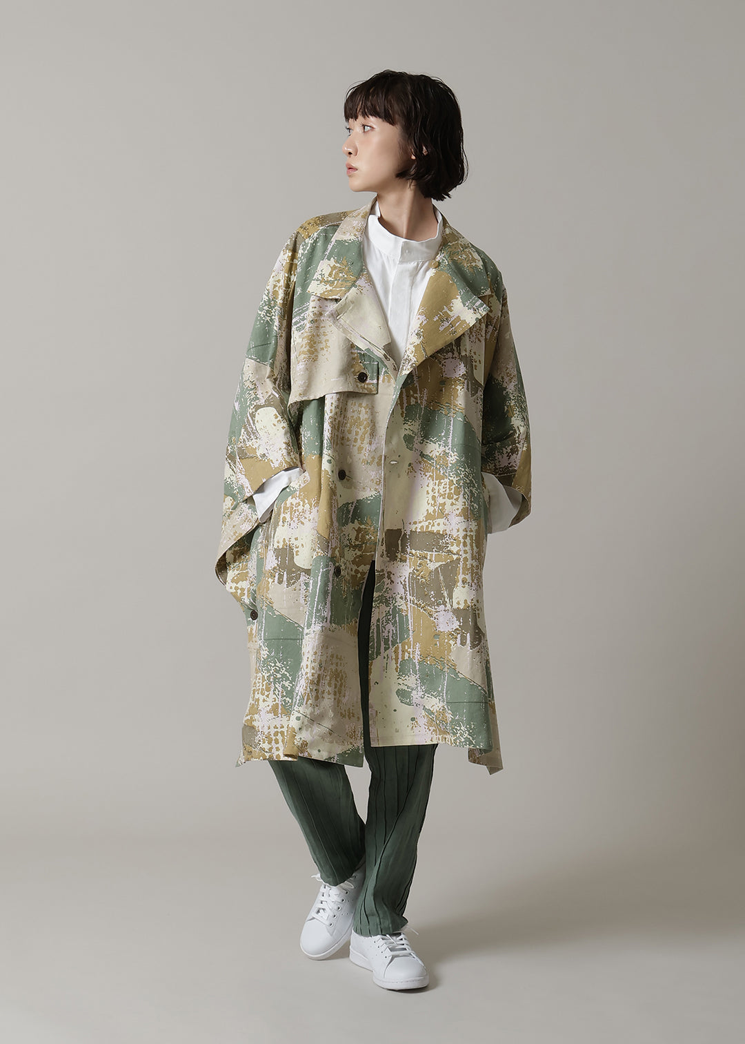 Matou Poncho Coat Print Khadi Modal