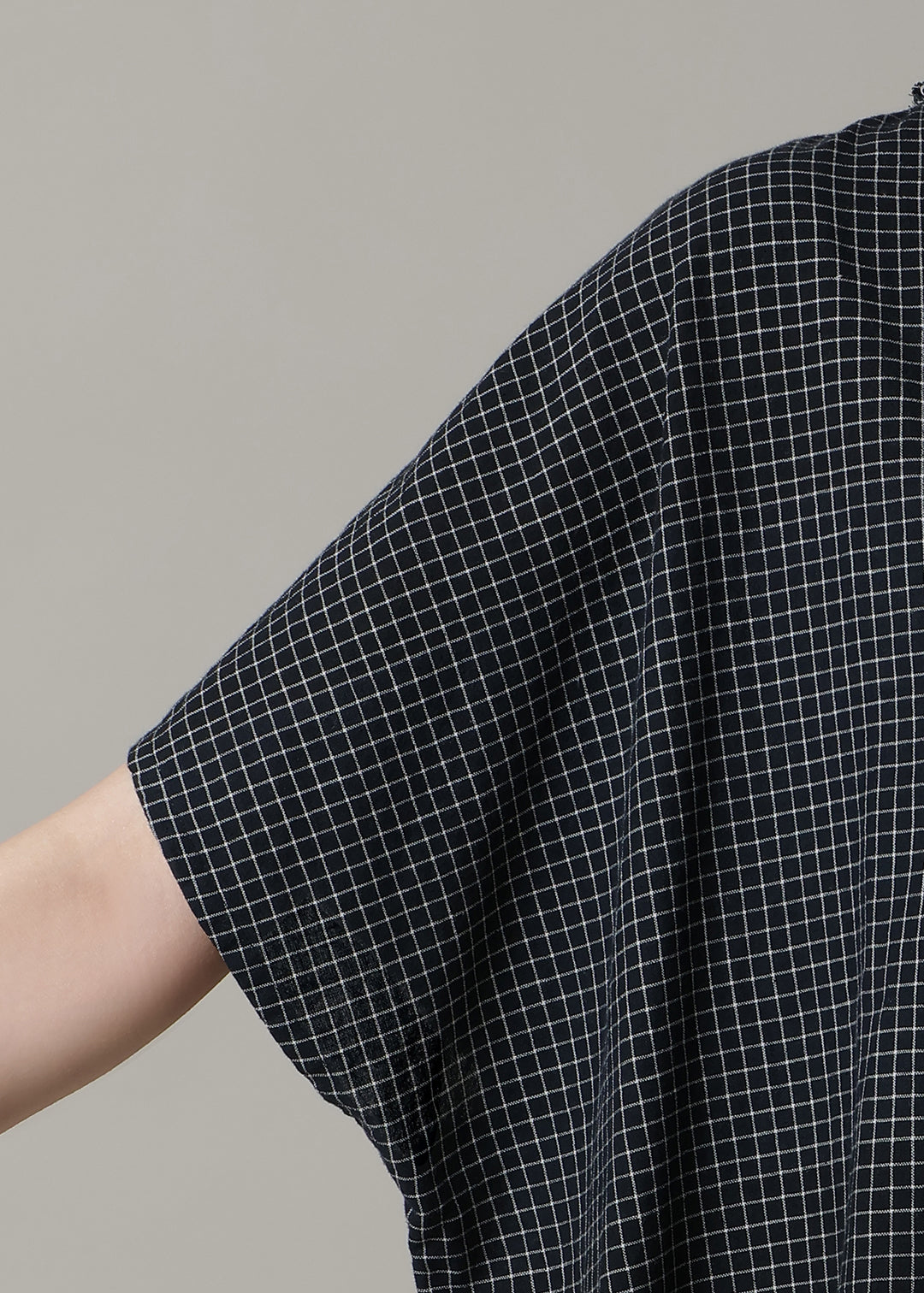 Yui High Neck Tops 56s check Khadi
