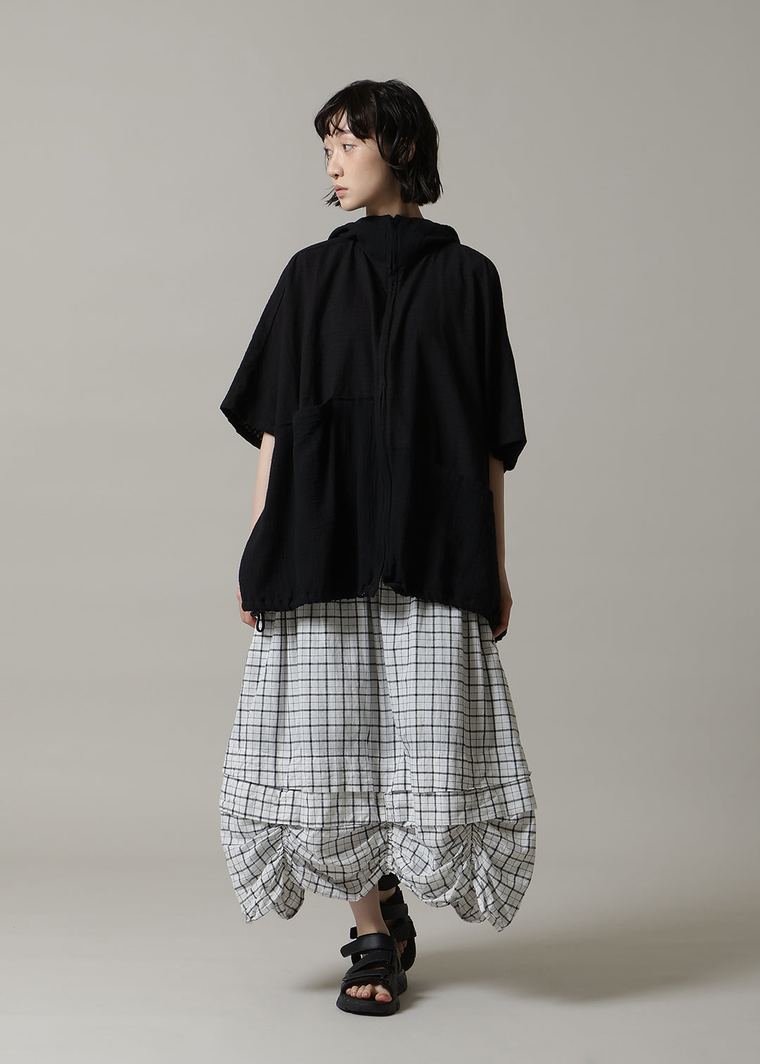 Rhythm Skirt 56s check Khadi