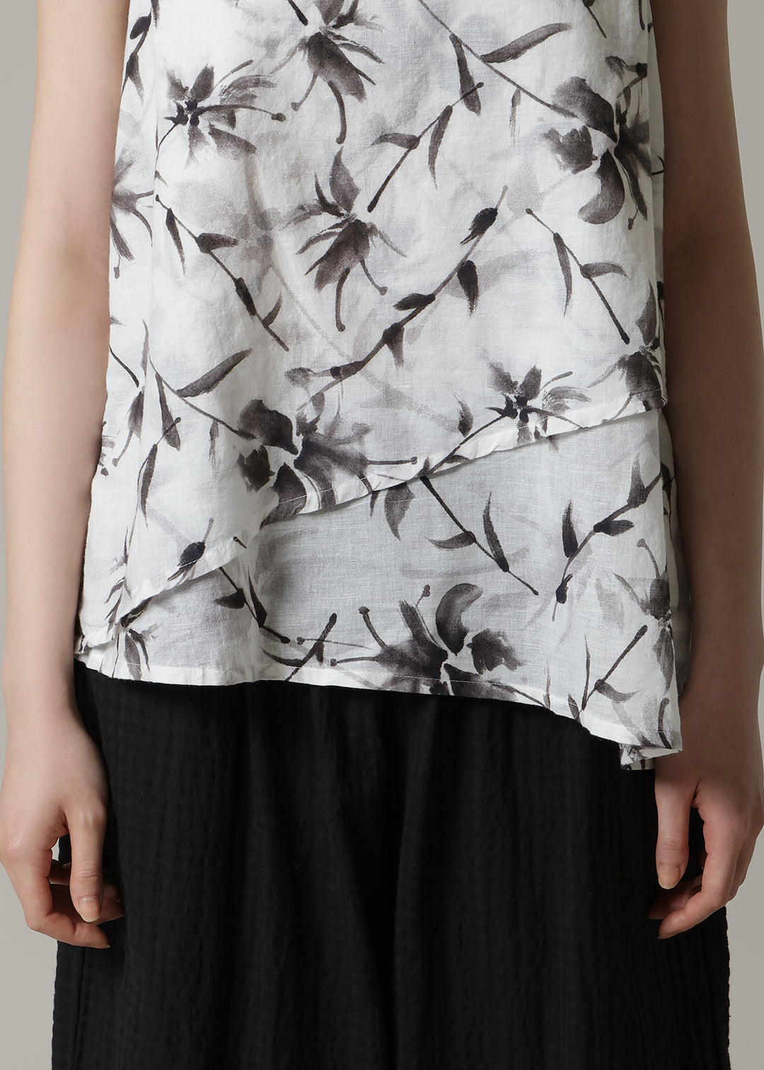 Asymme Layered Tanktop Print Khadi
