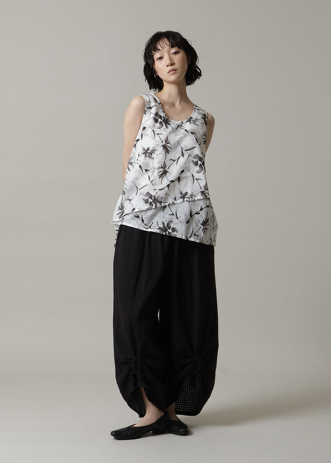 Asymme Layered Tanktop Print Khadi