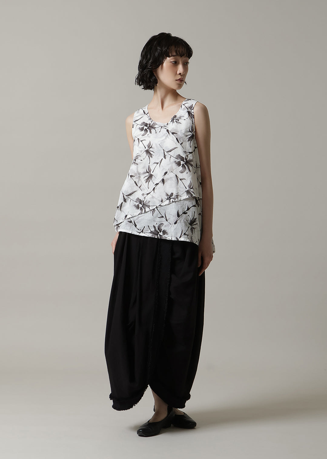 Asymme Layered Tanktop Print Khadi