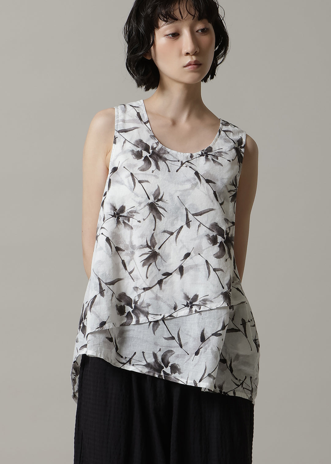 Asymme Layered Tanktop Print Khadi