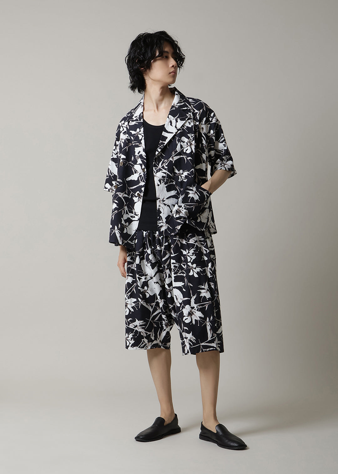 Yuragi Cropped Pants Printed Khadi