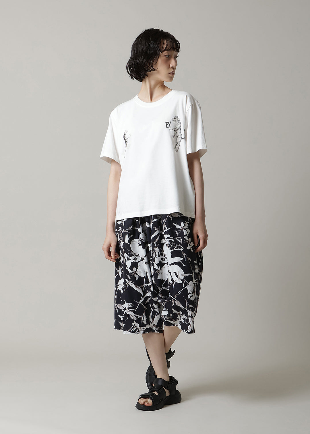 Yuragi Cropped Pants Printed Khadi