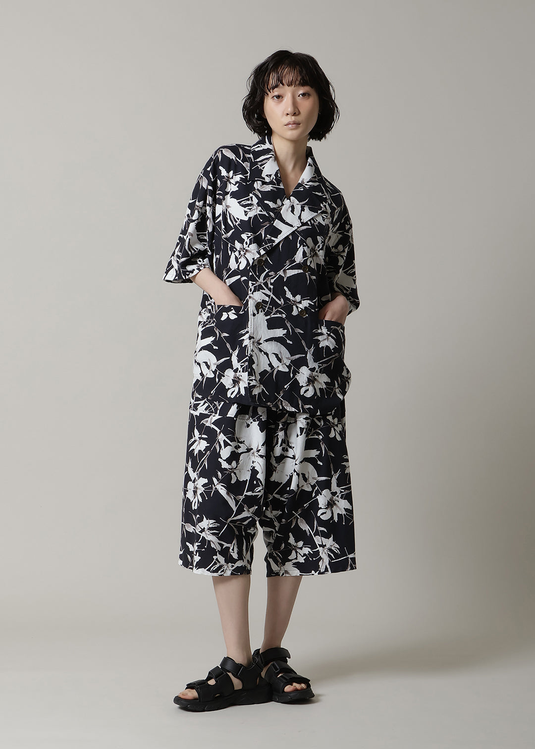 Yuragi Cropped Pants Printed Khadi