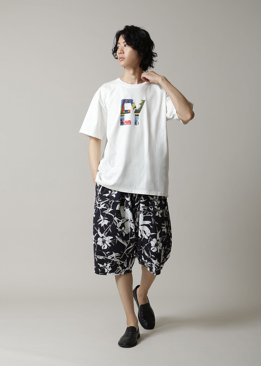 Yuragi Cropped Pants Printed Khadi