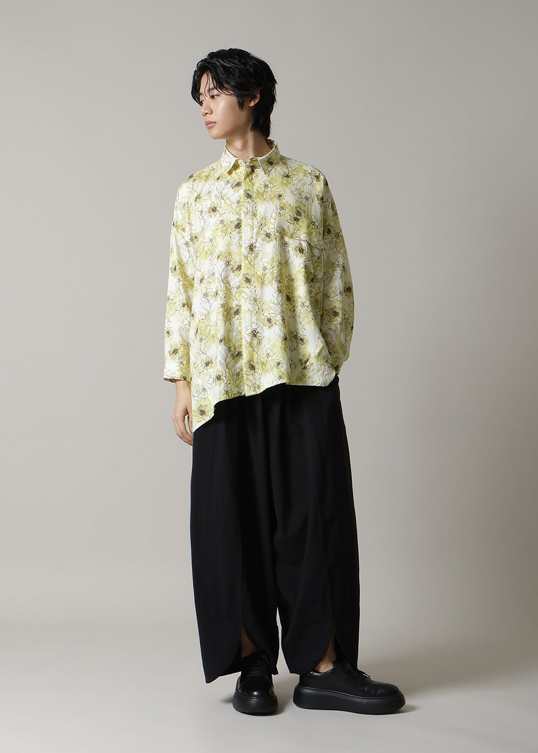 Asymme Side Long SH F/S Print Khadi