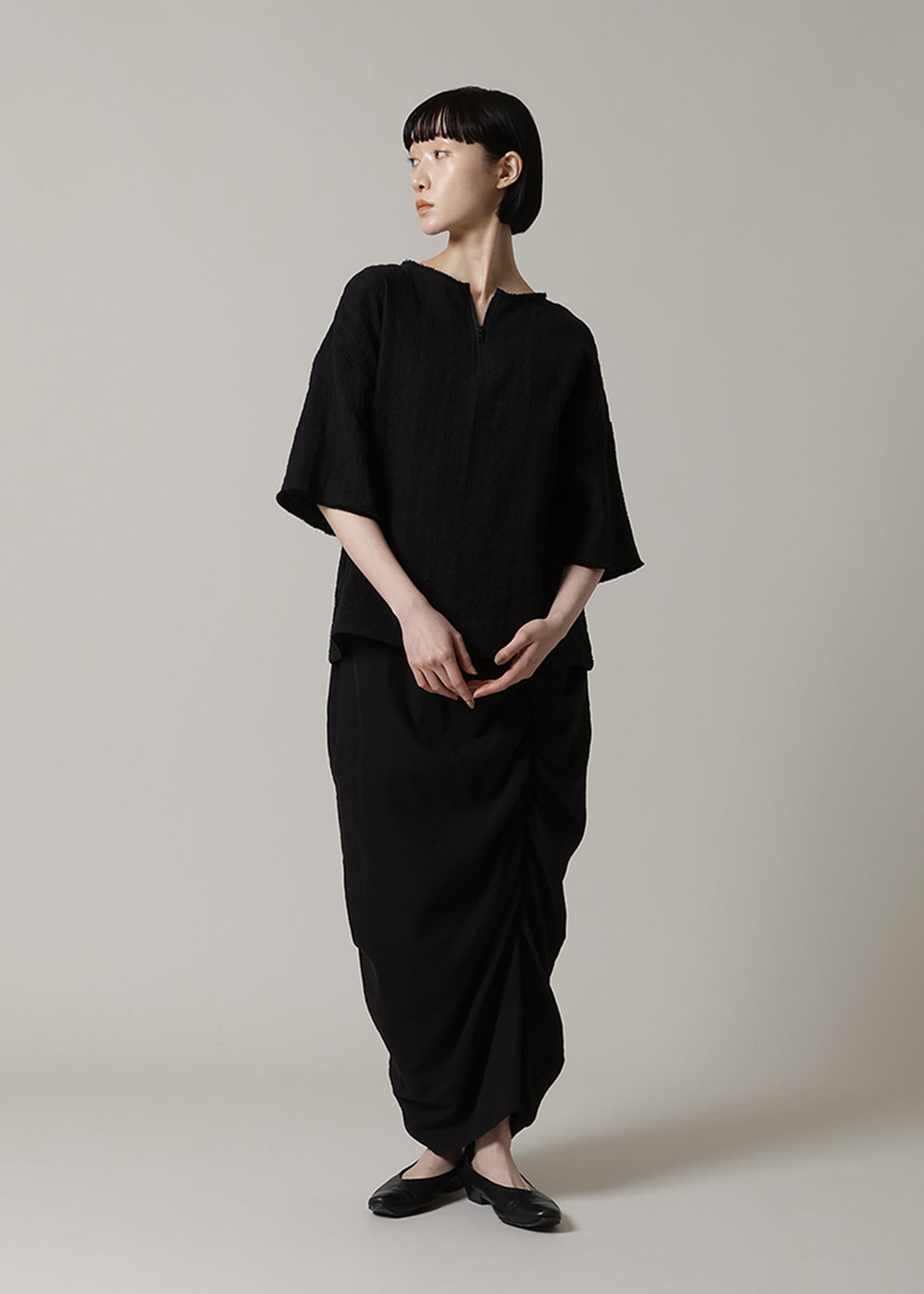 Kaname Zip-up Tops Dobby Gauze