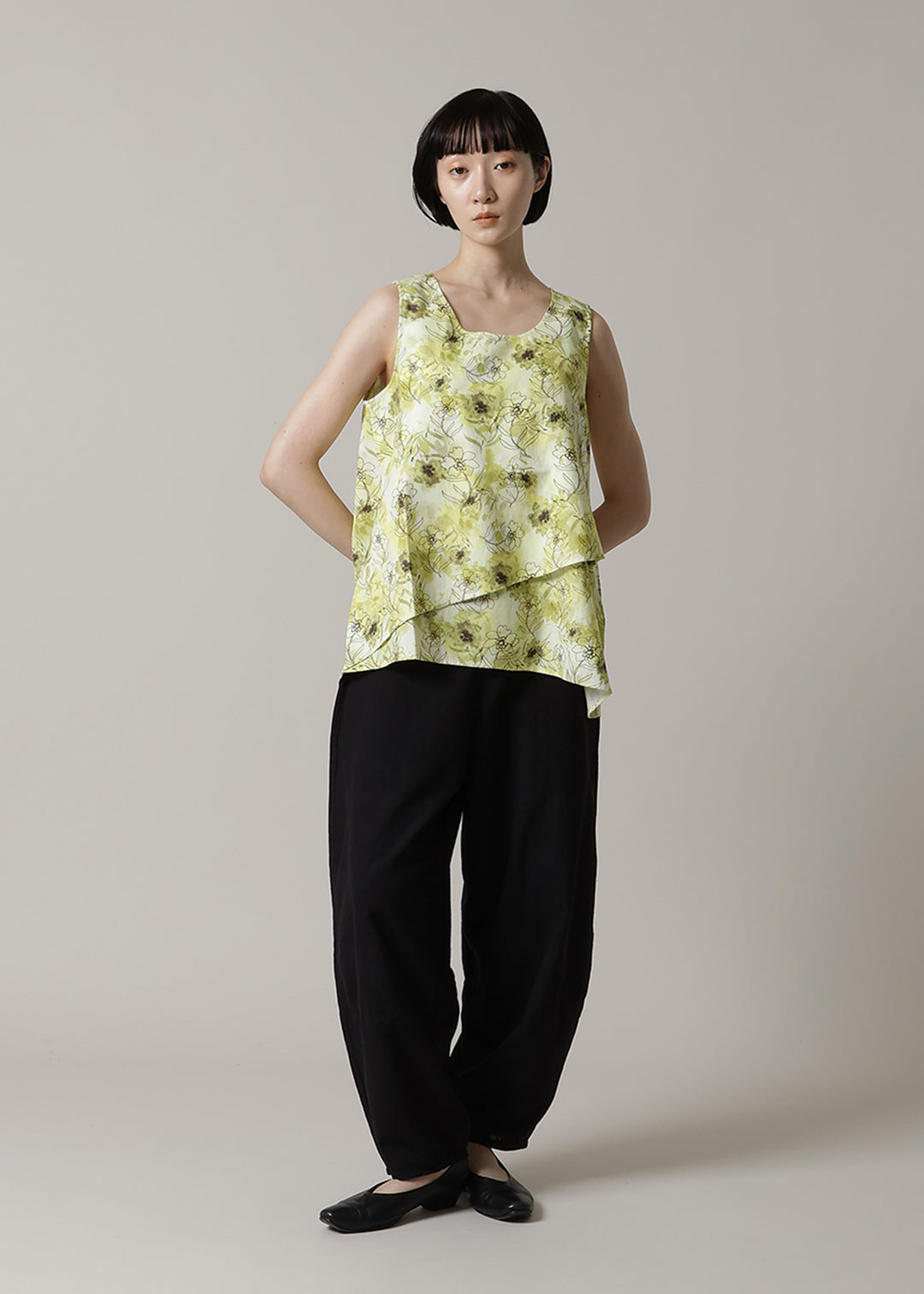 Asymme Layered Tanktop Print Khadi
