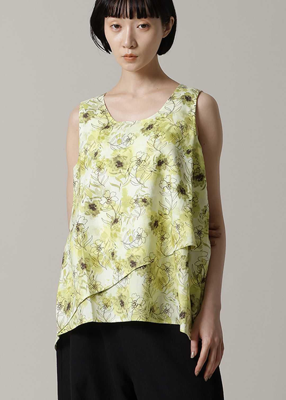Asymme Layered Tanktop Print Khadi