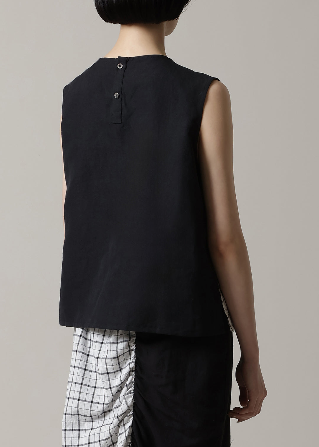 Blocking Side Tie Tops Cotton