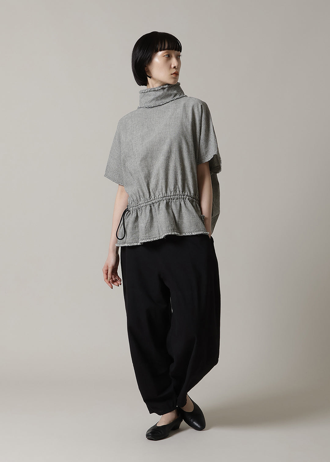 Yui High Neck Tops 56s stripe