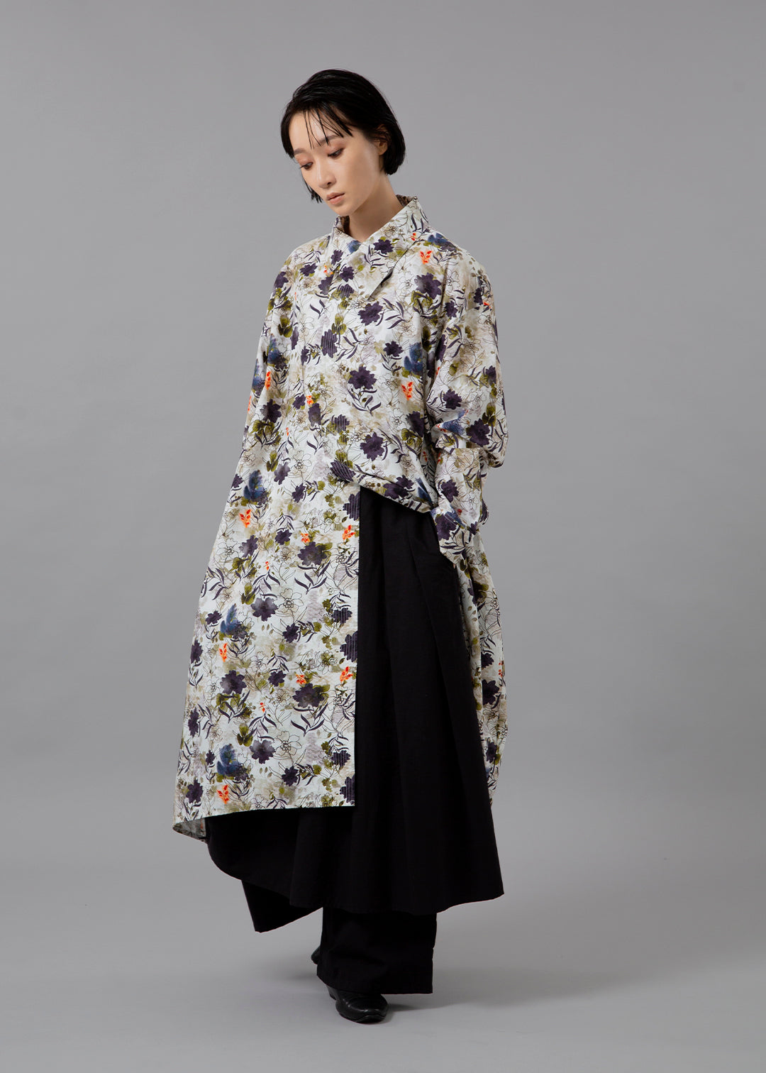 Sculpted Drape Long SH Print Poplin