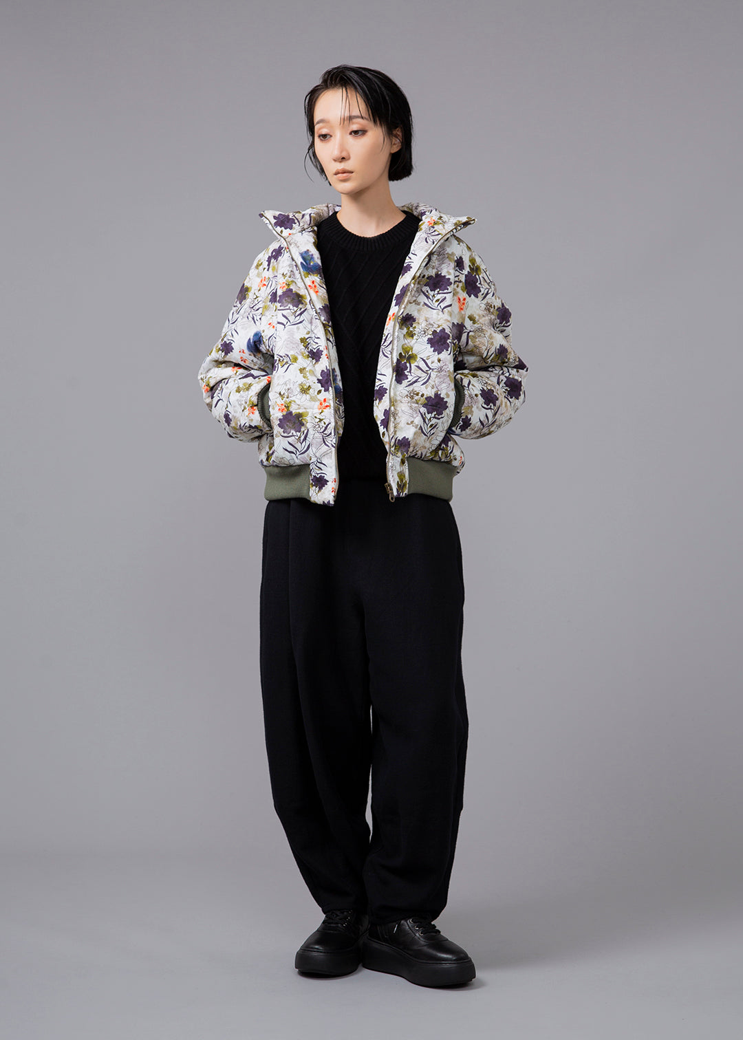 I.V. Padded Blouson Printed Poplin