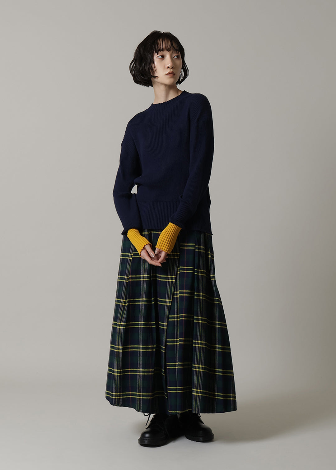 Kaname Uneven Pleat SK 56dt check