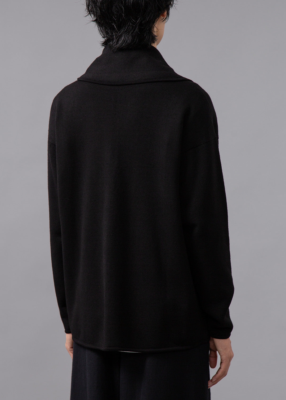Asymme Big Collar Cardigan Wool