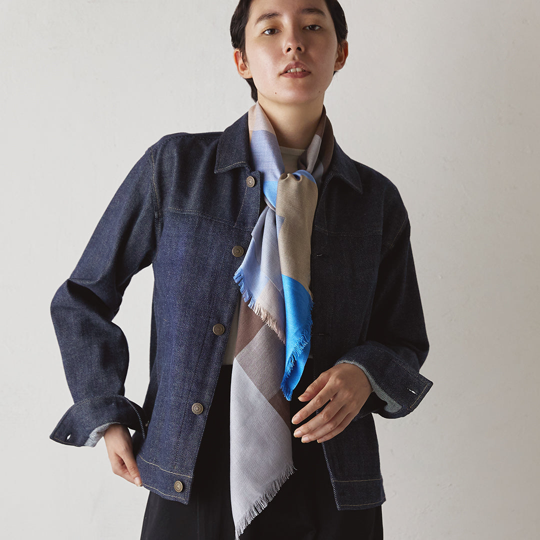 Block Check Silk Scarf