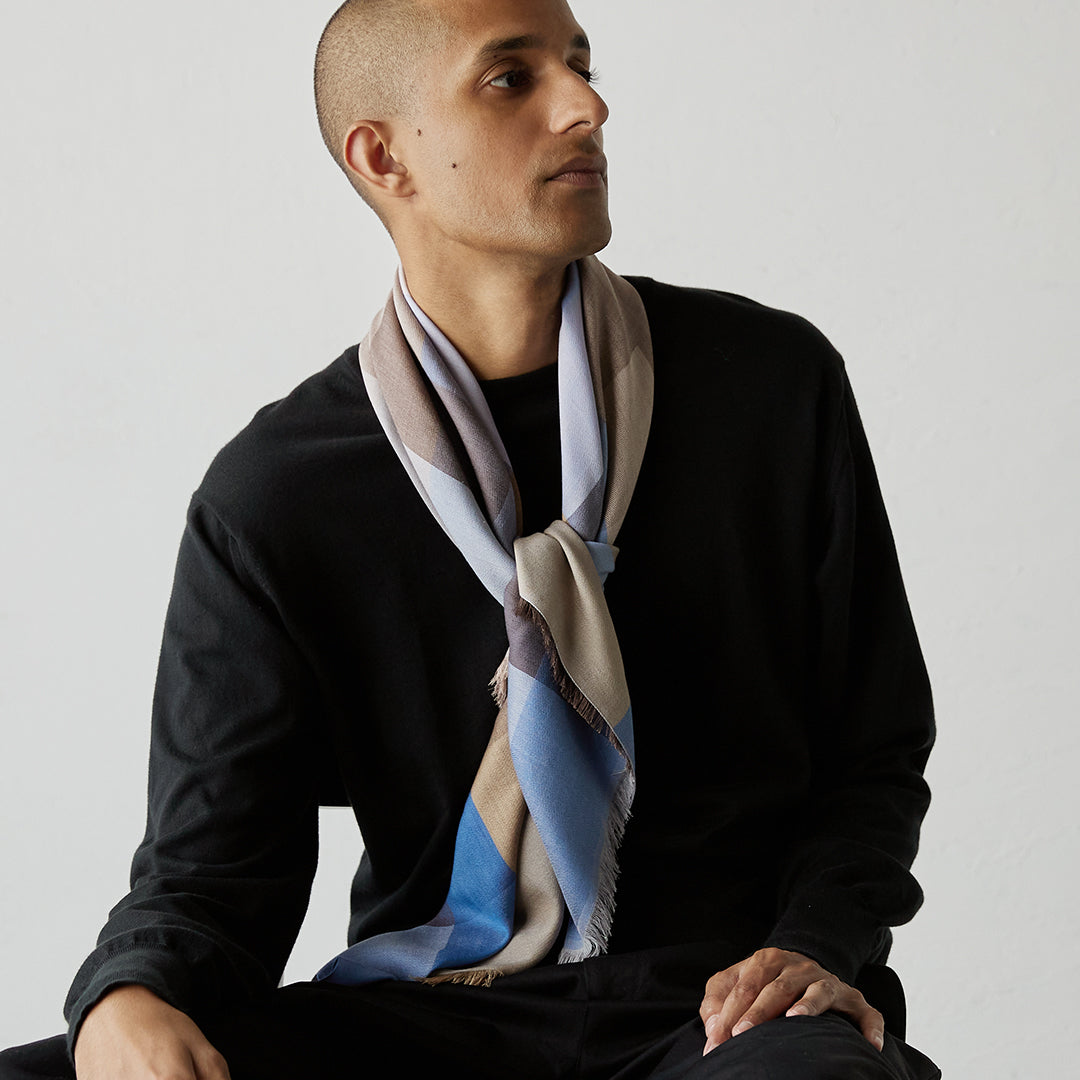 Block Check Silk Scarf