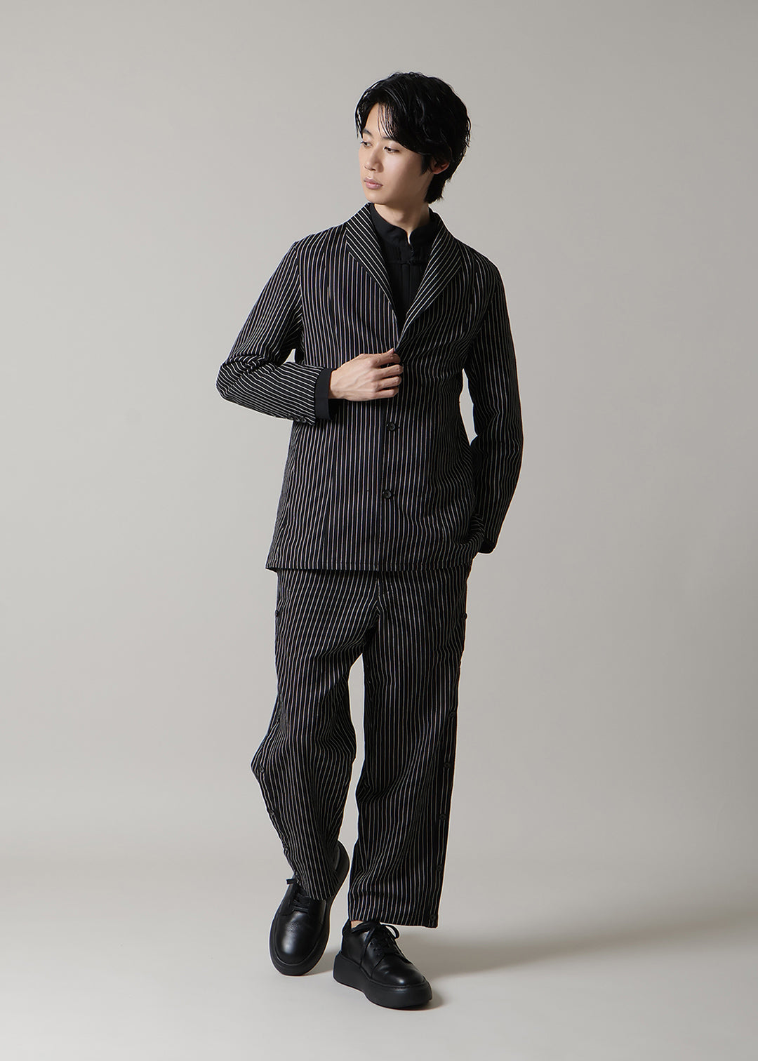 Xing Side Button Pants L/C stripe