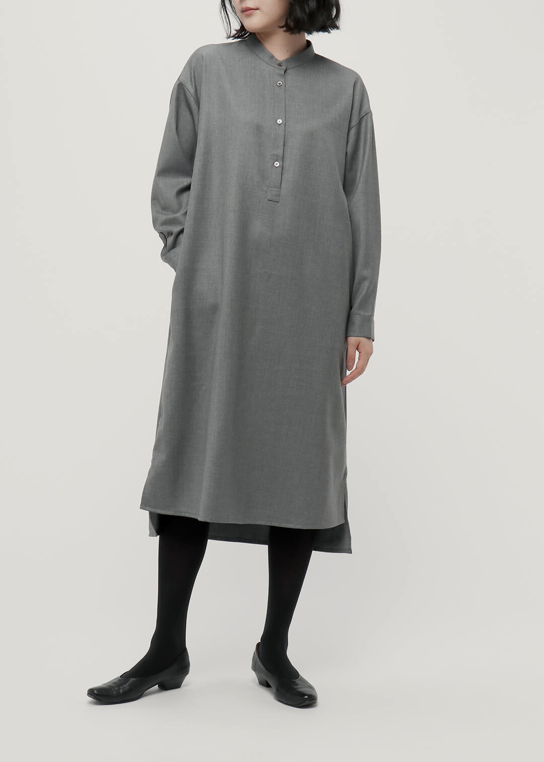 Compact Wool twill Stand Collar OP