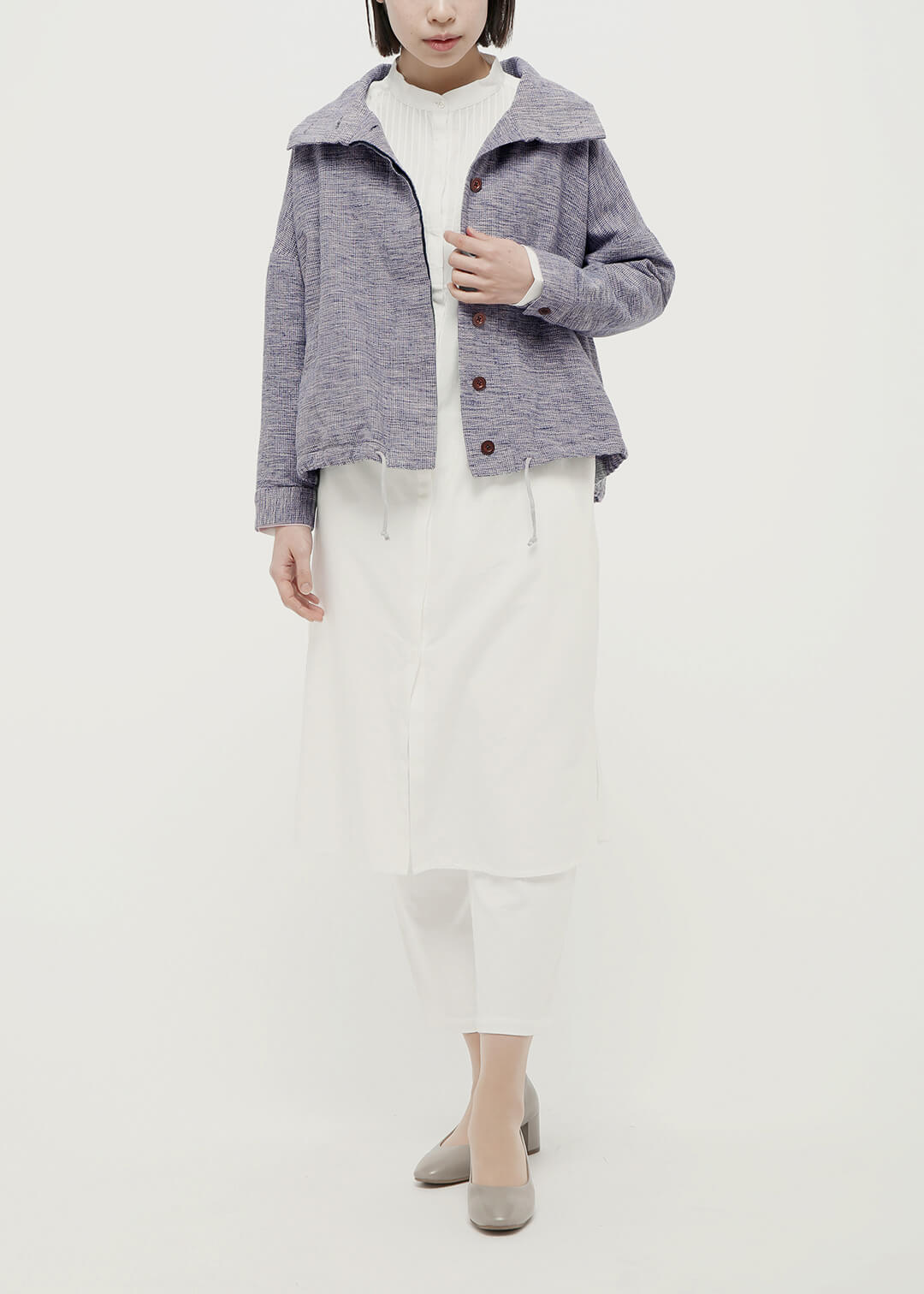 Oxford Khadi High Neck Blouson