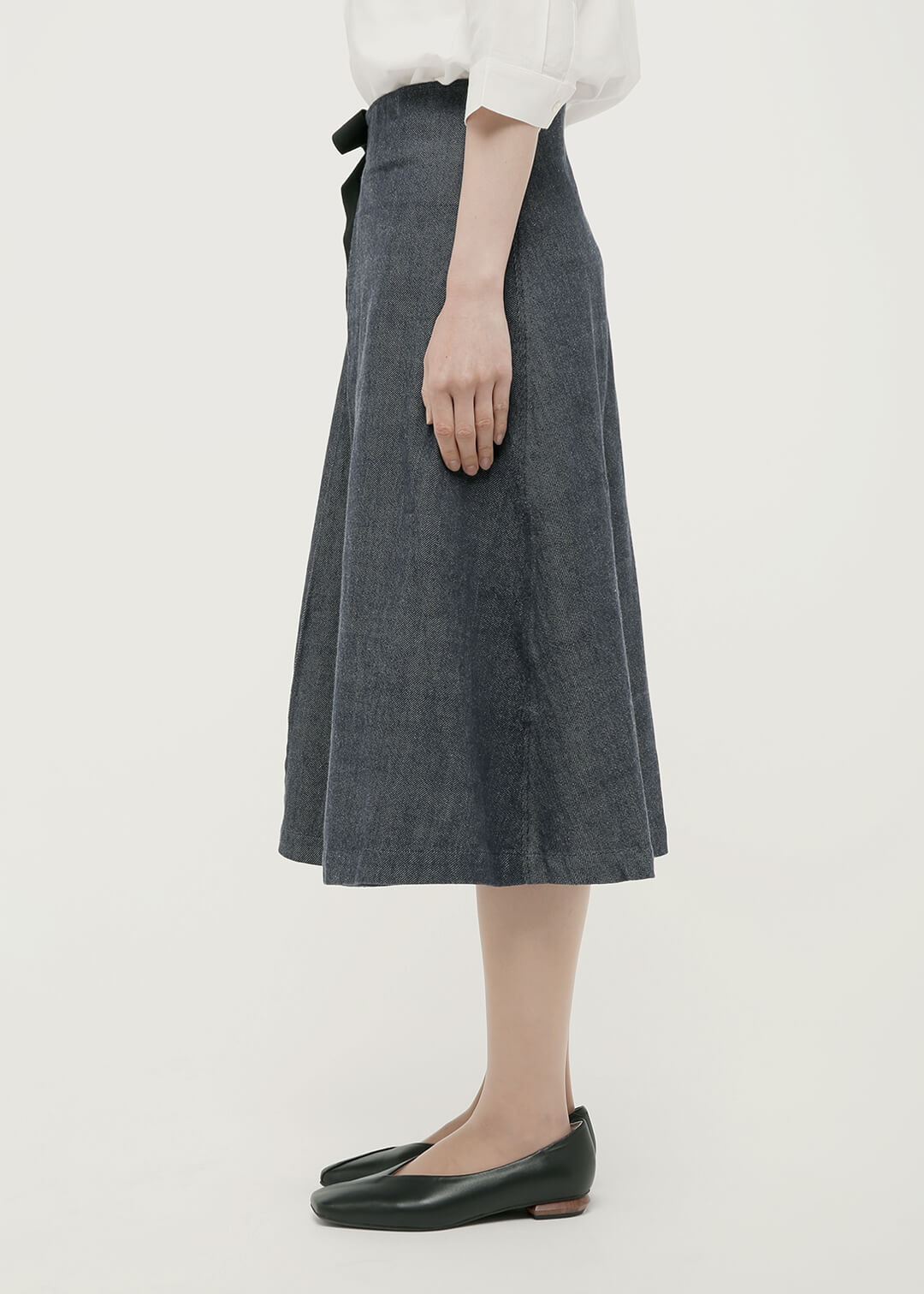 Denim Two-tone Pleat Skirt