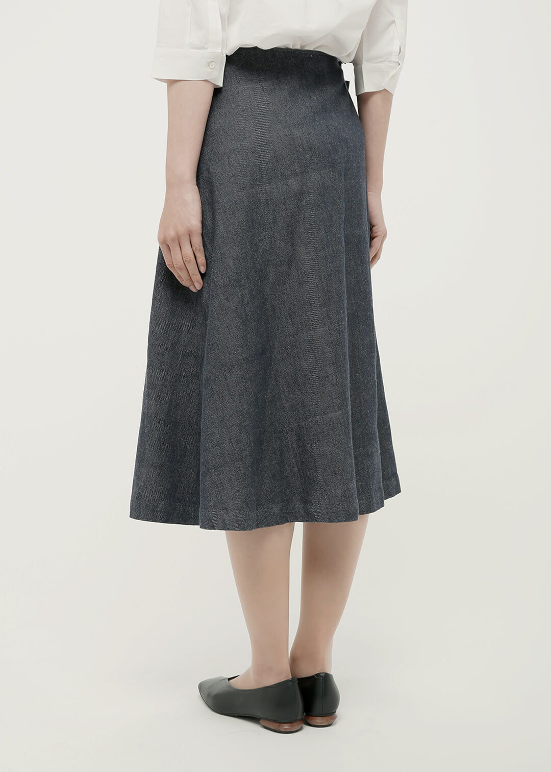 Denim Two-tone Pleat Skirt