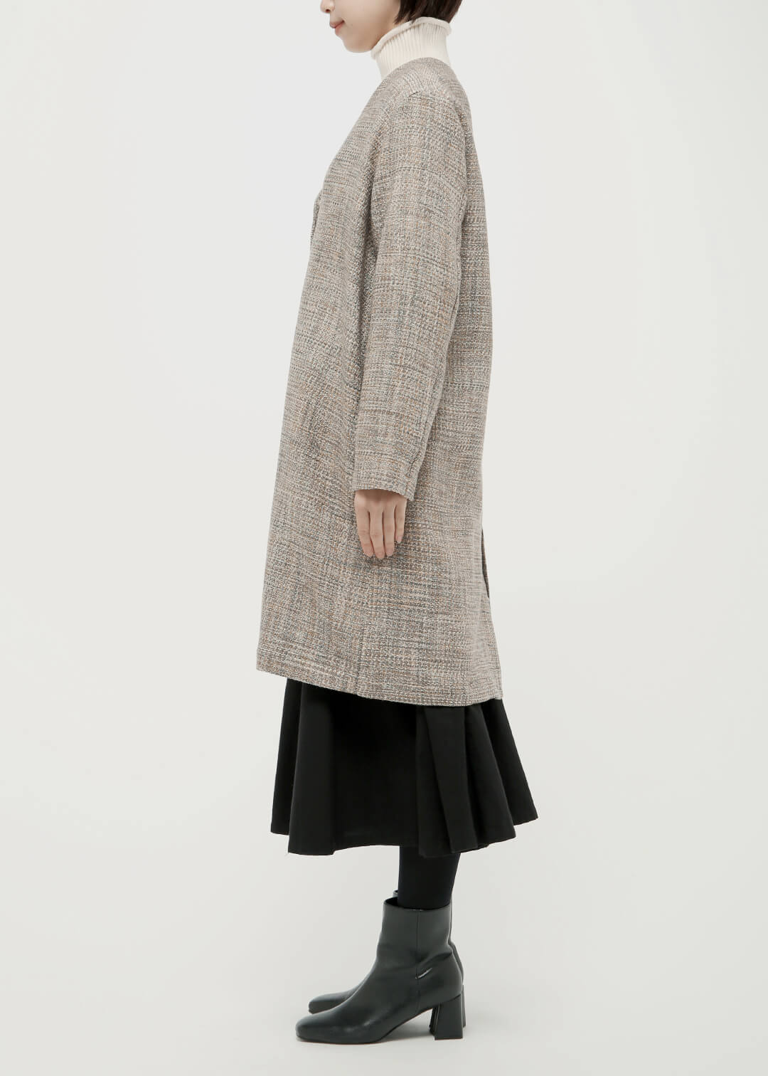 8 pedal Wool No Collar Coat