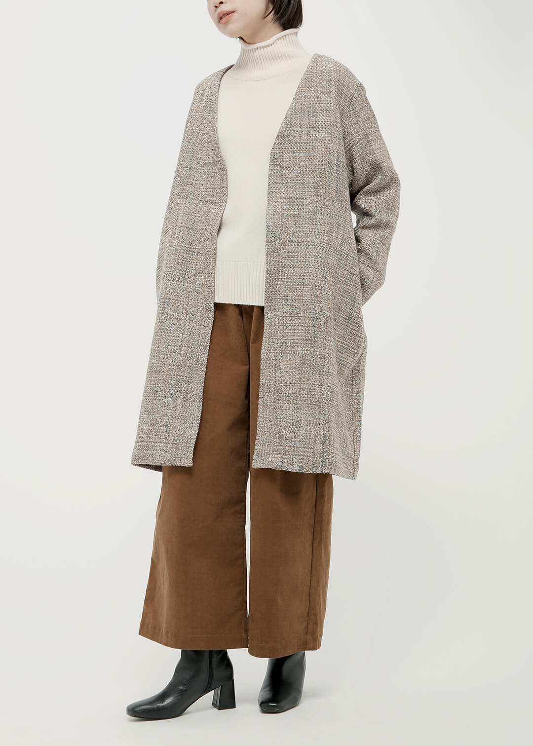 8 pedal Wool No Collar Coat