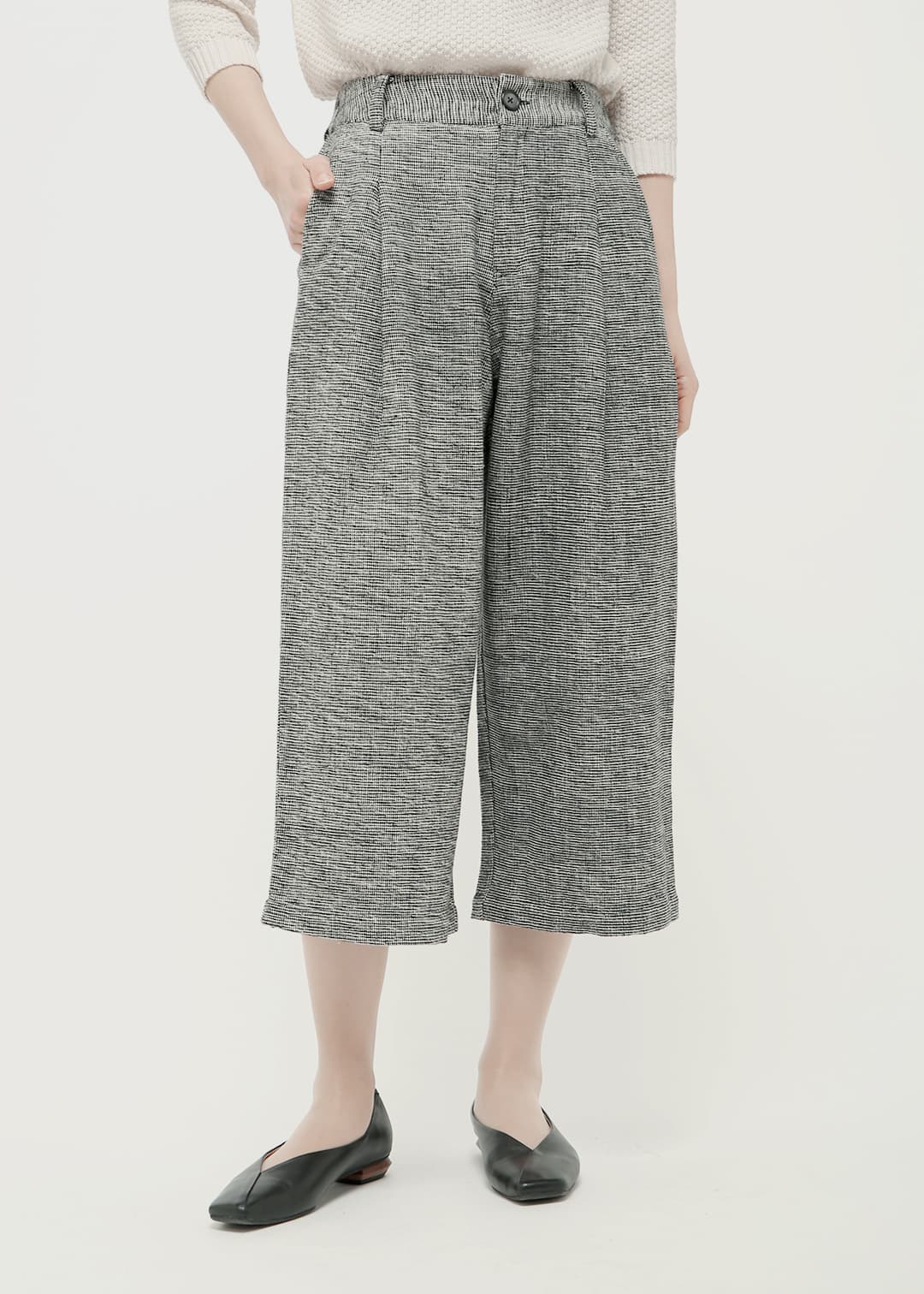 Oxford Khadi Wide Cropped Pants
