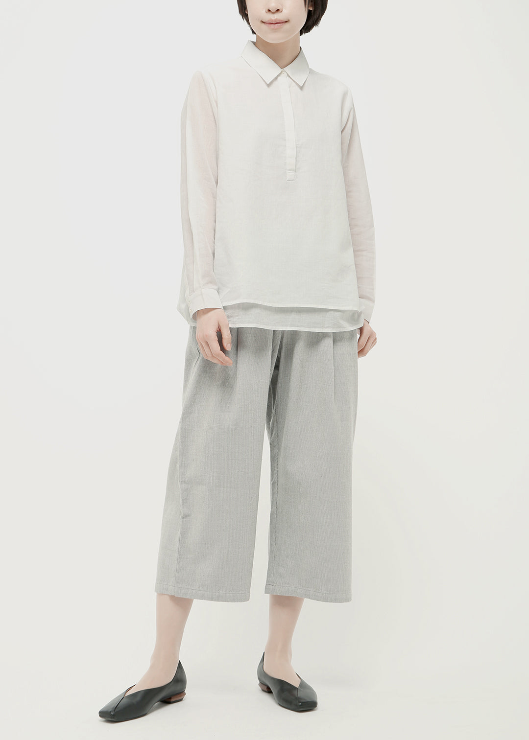 Oxford Khadi Wide Cropped Pants