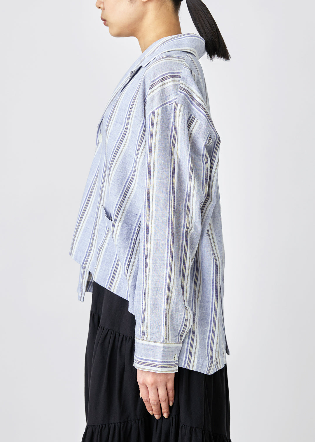 Asymme Jacket 56s stripe Khadi