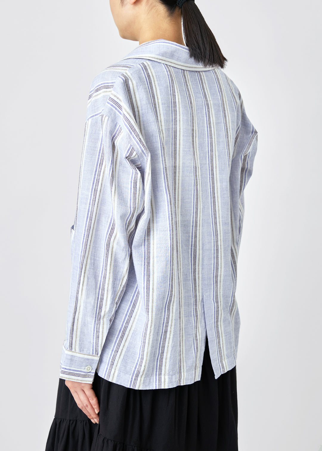 Asymme Jacket 56s stripe Khadi
