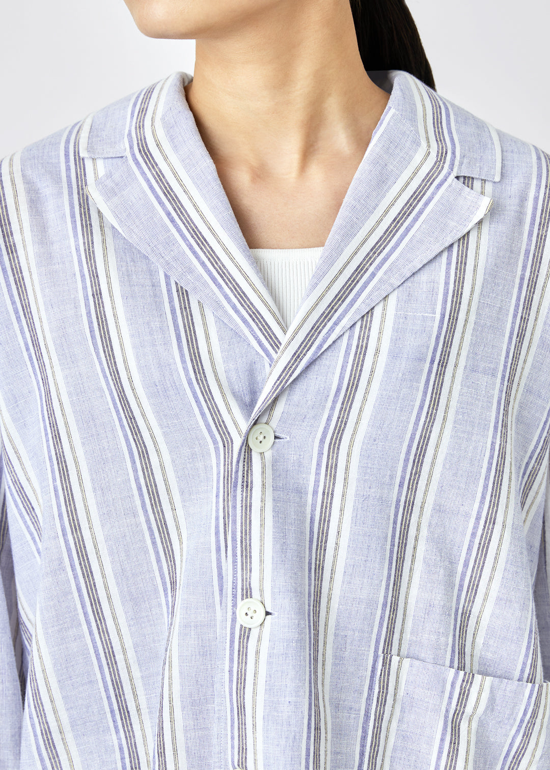 Asymme Jacket 56s stripe Khadi